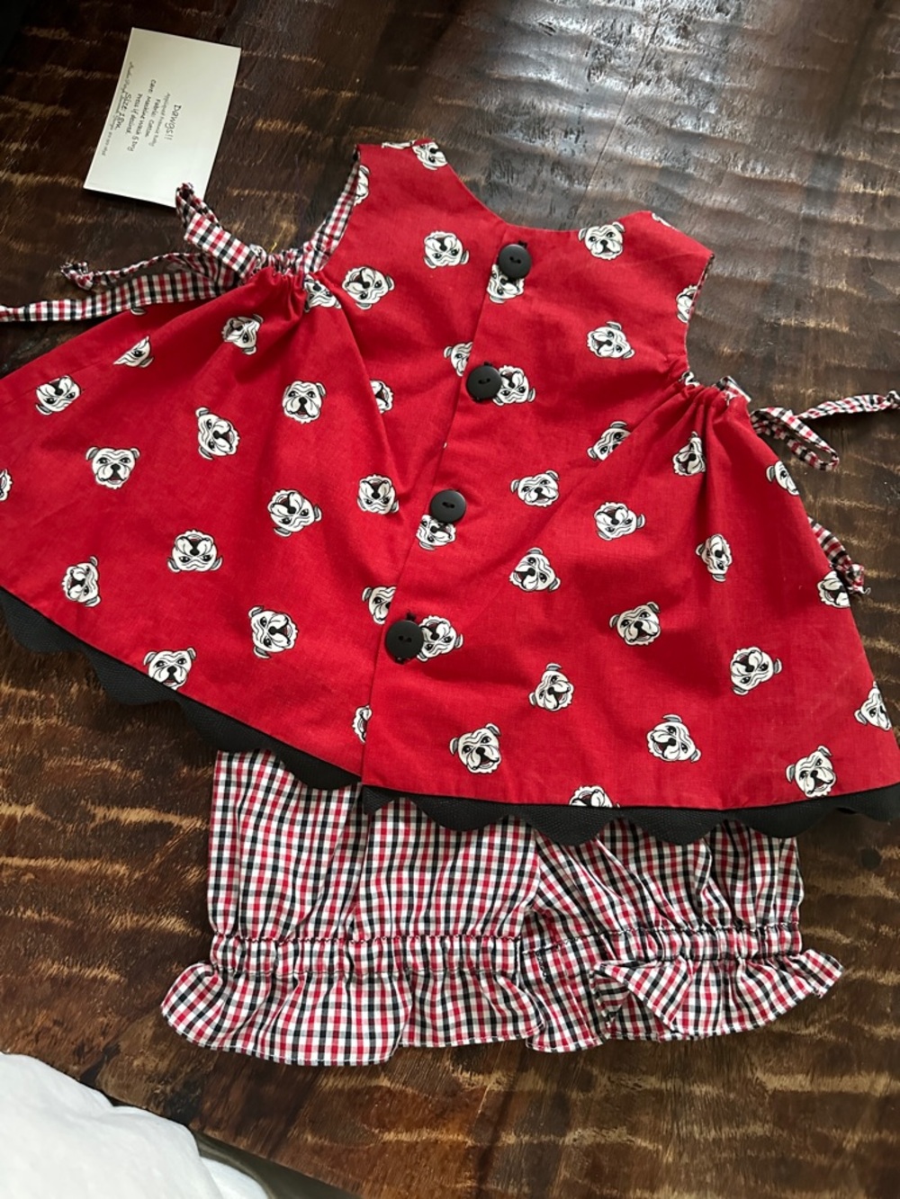 Red Bulldog Print Girls' Dress and Bloomer Set - Picture 5 of 5